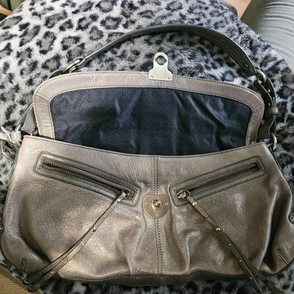 Hayden Harnett | Georgous Leather Iridescent  Greige Baguette Shoulder Bag - Picture 6 of 17